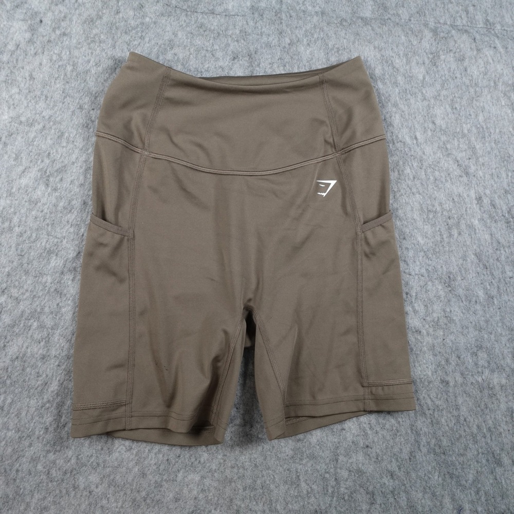 Gymshark Shorts Women Small Camo Brown High Waisted Pockets Training Gym Active